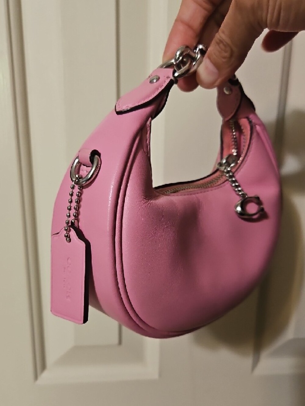 Coach NWOT Jonie Pink Leather Mini Bag with Silver Hardware Crossbody - Picture 3 of 11